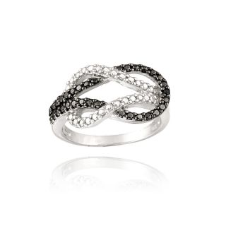925 Silver Black Diamond Accent Love Knot Ring