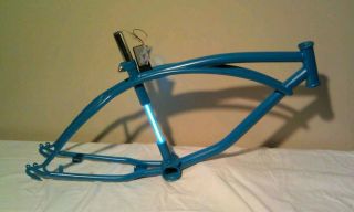 Custom Turquoise 20” Lowrider Cruiser Bike Bicycle Frame with Neon