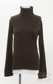 Loro Piana Dark Brown Cashmere Turtleneck Sweater Size 44