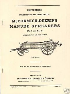 McCormick Deering Manure Spreaders No 1 & 2 Manual IHC International
