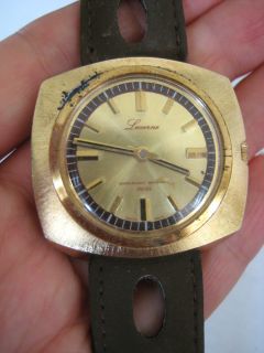 Lucerne Swiss Gold Tone Mens Vintage Watch