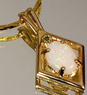 High Quality Genuine 9KT Gold Opal Tsavorite Pendant