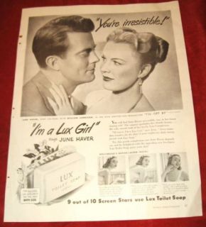 1950 June Haver Lux Soap Girl William Lundigan Ad GF