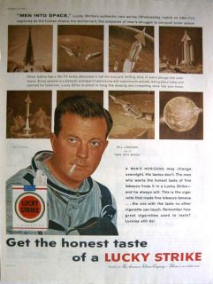 Lucky Strike Cigarettes Bill Lundigan Men Into Space Print Ad