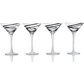 Luigi Bormioli Black Swirl 8 oz Martini Glasses 98118 04