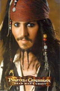 Johnny Depp Captain Jack Sparrow Closeup Movie Poster