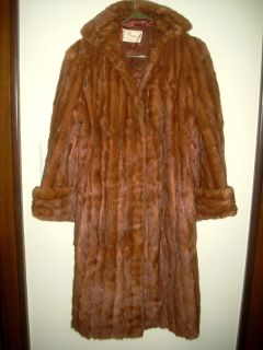 Walters Cognac Brown Real Mink Fur Swing Med to Long Coat M Repair