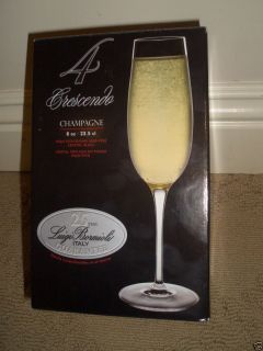 New Luigi Bormioli Crescendo 8 Ounce Champagne Flute Glasses Set of 4
