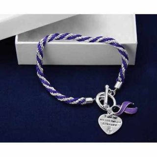 Lupus Cystic Fibrosis Fibromyalgia purple ribbon braided toggle