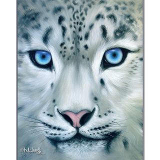Painting Snow Leopard Big Cat Kitty Animal Blue Eyes Art Lusk