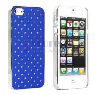 Blue Luxurious Lattice Diamonds Hard Case Cover Skin for Apple iPhone
