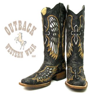 Corral Winged Cross Silver Inlay Boots A1986