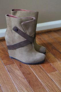 Luxury Rebel Tan Suede Simone Fashion Boots 38 1 2M Good Condition