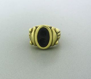 Estate Kieselstein Cord 18K Yellow Gold Carved Onyx Intaglio Ring
