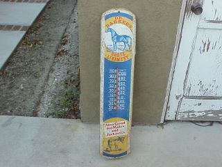 Dr Barkers Horse Liniment Vintage Advertising Metal Thermometer Cool