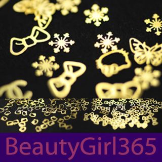 Fashion 500pcs Gold Metal Sticker Nail Art Decoration DIY Acrylic Tips