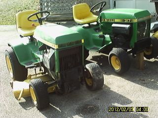 John Deere Riding Mowers One 317AND One 212 45 Decks Sell as Is