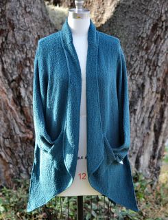 Margaret Winters TCC98 Cotton Hand Knit Drape Jacket Cardi Sweater M L