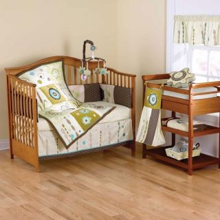 Beansprout 5pc Crib Bed Baby Set GALAPAGOS Boy Girl Green Brown Nature