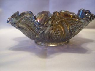 Vintage Imperial Diamond Ring Smoke Carnival Glass Bowl
