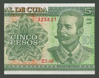 Pesos Banknote Cuba 2006 Antonio Maceo Baragua Conference Pick 116