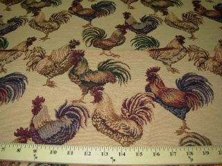 Roosters Tapestry Pillow Panel Fabric 26x24 inch Made in Italy