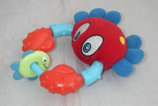 Nuby Luv N Care Plush Crab Rattle Teether Fish Toy 2007 Funny Red Blue