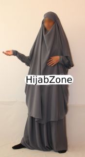 French 2 piece Overhead Jilbab Grey L/XL (abaya, niqab, hijab, khimar