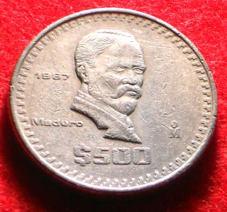 Mexico 1987 $ 500 Pesos President Madero Thick Mexican Coin