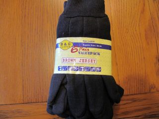 PR Brown Jersey Gloves Work Chore Garden Utility Poly Cotton Hot