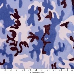 Minky Camouflage Blue Brown Chenille Fabric 30x36