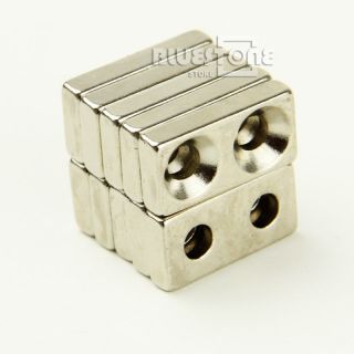 10 pcs Block Countersunk Magnets 20 x 10 x 4mm 2 Hole 3mm Rare Earth