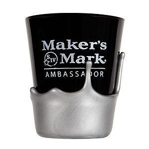 MAKERS MARK AMBASSADOR BLACK SHOT GLASS WITH SILVER WAX + FREE SHIP