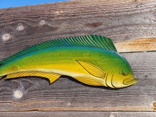 37 Mahi Cow Dolphin Chainsaw Wood Carved Fish Mount Saltwater Ocean