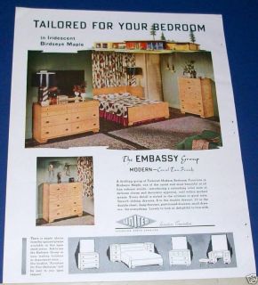 1950 United Maple Bedroom Furniture Embassy Group Ad