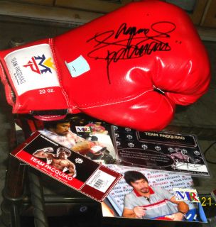 Manny Pacquiao Red MP Gloves Auto Signed Authentic Proof COA