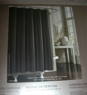 Manor Hill GLIMMER Ebony Black Shimmering Fabric Shower Curtain NIP