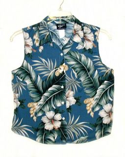 Women Shannon Marie Sleeveless Hawaiian Aloha Shirt L