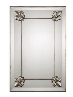 Uttermost 13794 Blanchard Mirror, Antq. Silver Frame w/Fleur De Lis