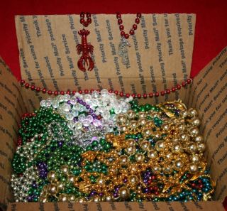 Mardi Gras Beads Medium Flat Rate Box Big Lot