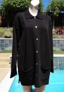 Margaret Oleary Dark Chocolate Brown Knit Cardigan Sweater Jacket Sz 2