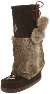 Manitobah Mukluks 20102 Tall Boot Suede Rabbit Fur 10 Charcoal
