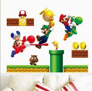Super Mario Kids Wall Stickers Nursery Decals baby room Decor Vinyl