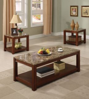 PC Modern Brown Marble Top Coffee Table and End Tables ZAC16797