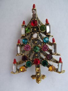 Vintage Hollycraft Christmas Tree Pin Marked