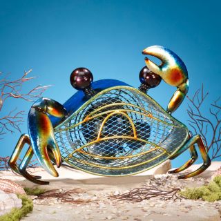 Deco Breeze Decorative Blue Crab Figurine Table Fan