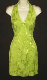 Calvin Klein Juicy Lime Stretch Brocade Halter Dress 4