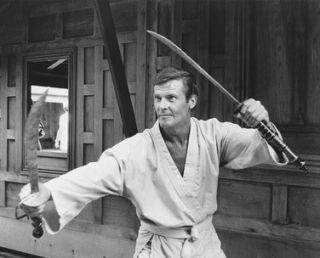 The Man with The Golden Gun Roger Moore in Karate Robe