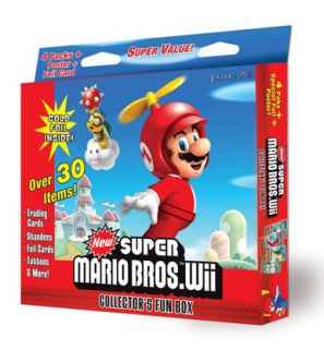 Super Mario Bros Wii Collectors Fun Box New Cards Etc