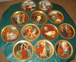 Commandments Plates Complete Set 12 Plates 24K Gold Mary Mayo